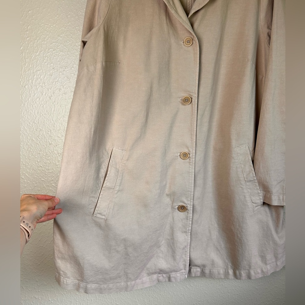 Eileen Fisher Khaki Organic Cotton Hemp Stretch Stand Jacket - Picture 3 of 7